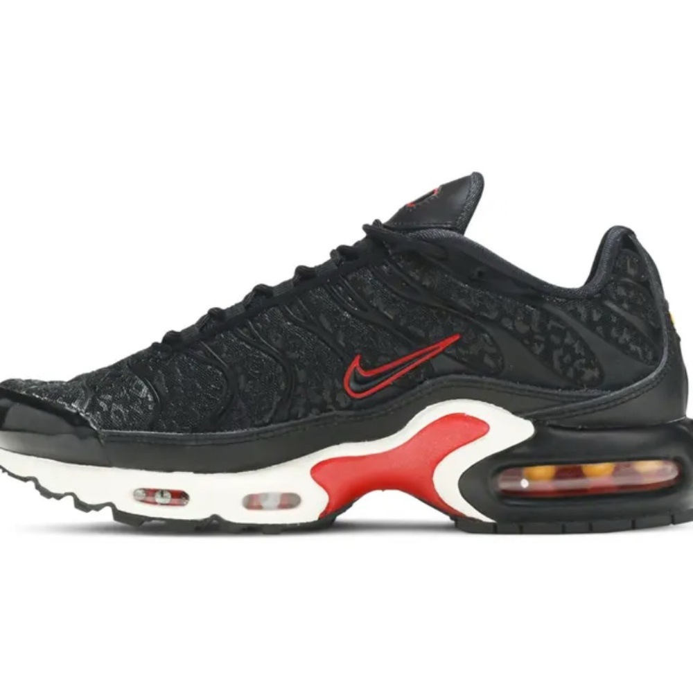 Nike Air Max Plus PRM TN Black Red Shoes Sneakers BV6116-001 Women's sz 7.5 - Picture 7 of 8